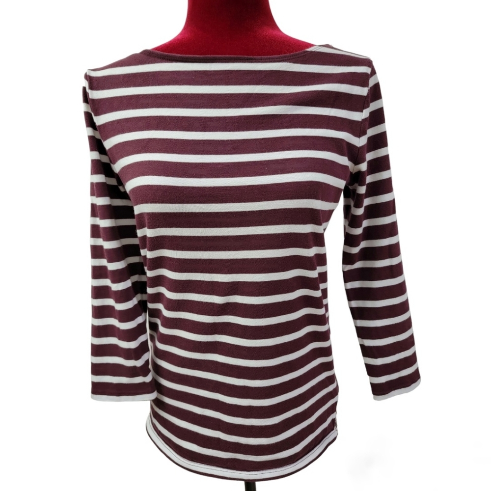 Gap stripped 3/4 sleeve top with side zips size medium